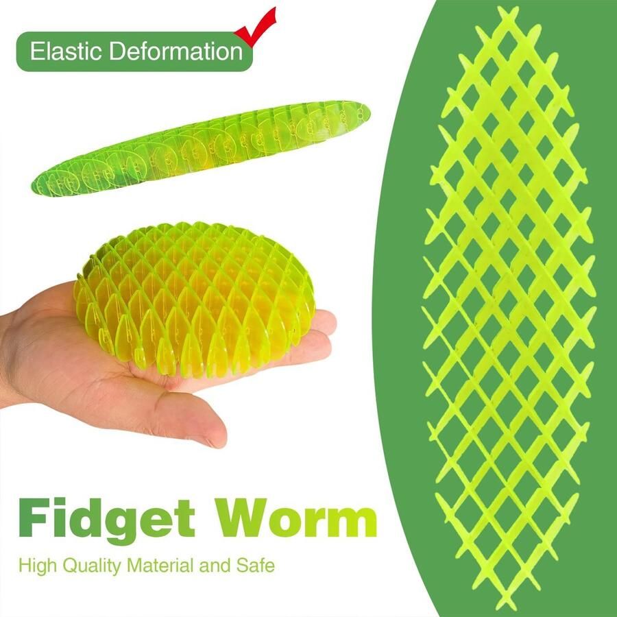 YGX Worm Fidget Toy Ontspanningsknijp 2024 fidget bekend van tiktok morphing toy- Geel