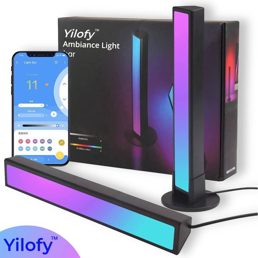 YILOFY 2 Stuks Led Bars Bureaulamp Set Dimbaar App Bestuurbaar Bluetooth Ambiance Wandlamp Sfeerlamp Moederdag