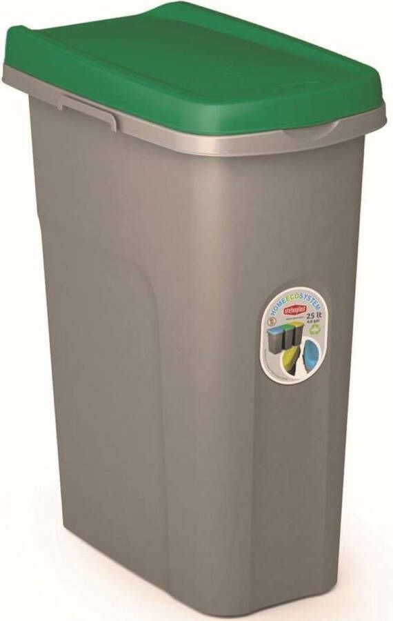 Stefanplast Afvalbak 'Home Eco System' afvalscheiding Prullenbak Afvalbakje 25 Liter Groen