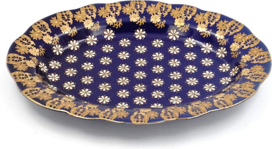 YILTEX Decoratie Schaal Chinese Schaal – Porselein – Blauw 36x27cm