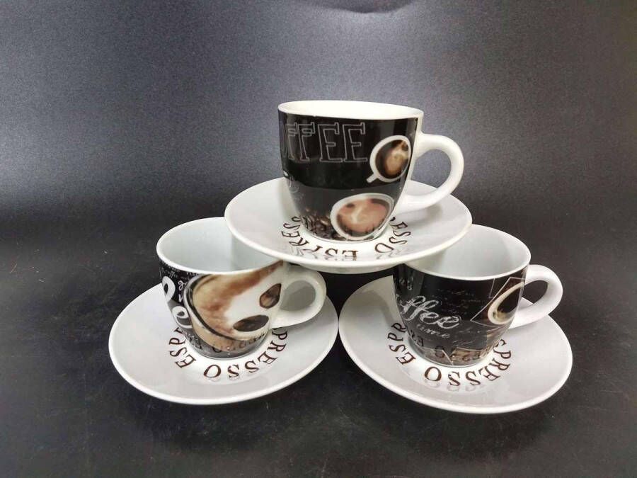 YILTEX – Koffiebekers – Koffiekopjes – Espresso kopjes Set van 6st – Porselein 80ml
