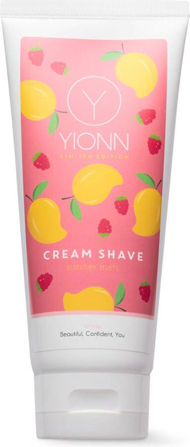 YIONN Cream Shave Summer Fruits zeepvrij alternatief voor scheerschuim en scheergel hypoallergeen géén parfum met etherische olie speciaal voor vrouwen