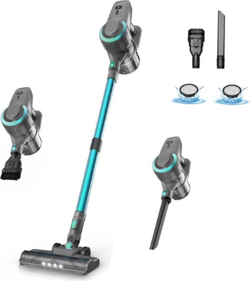 YISORA Draadloze steelstofzuiger 6-in-1 Steel stofzuiger Steelstofzuiger draadloos 40 Minuten Looptijd 20.000PA Ultra-Lichtgewicht Groen
