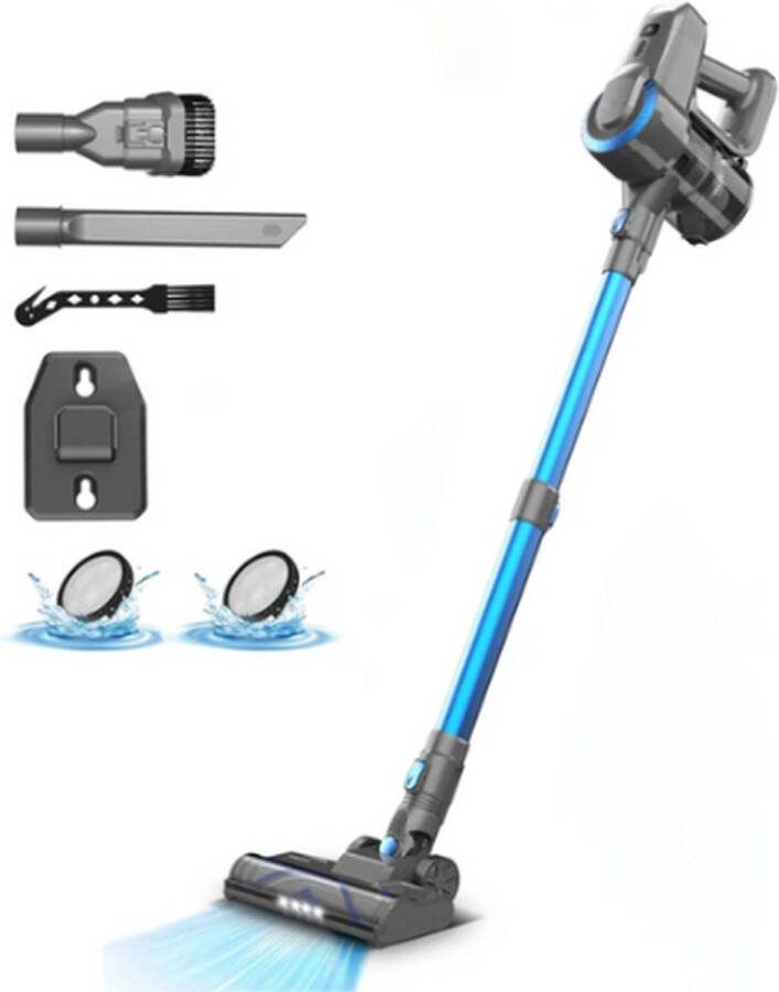 YISORA Draadloze steelstofzuiger 6-in-1 Steel stofzuiger Steelstofzuiger draadloos 40 Minuten Looptijd 20.000PA Ultra-Lichtgewicht Blauw
