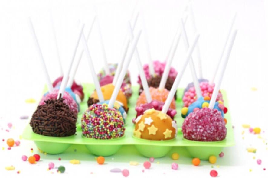 YK Design Siliconen Cakepop Bakvorm Pop Cake Maker 20 Gaatjes Inclusief 20 Stokjes 1169 Cake Pop siliconen vorm cakepop-vorm cake-popset siliconen bakvorm lollipop sticks voor cupcakes Bakvormen snoep gelei en chocolade anti-aanbaklaag