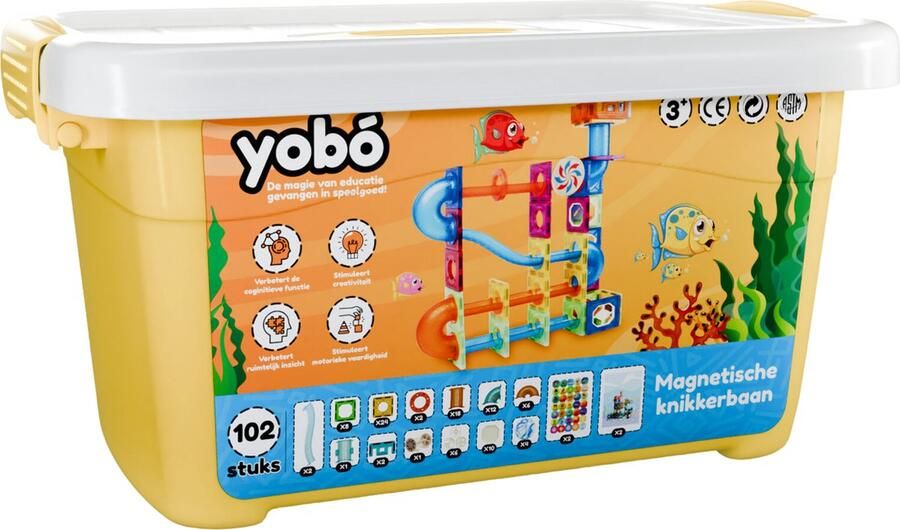 Yobo Yobó Knikkerbaan 102 Stuks Magnetische Knikkerbaan Magnetisch Bouwspeelgoed Magnetische Tegels Marble Run knikkebanen Monetssori Speelgoed 3 jaar t m 12 jaar
