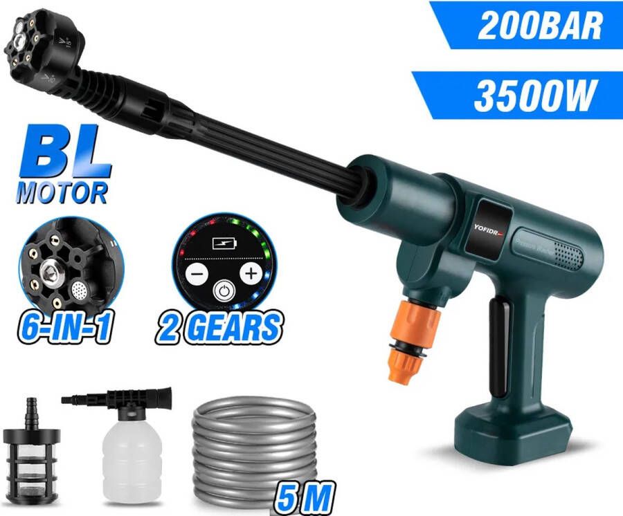 Flitserz voor besproeiing van tuinen Landbouwirrigatie Wassen van auto's Huishoudelijke reiniging Hogedrukreiniger accu Hogedrukreinigers 300W 60bar Draadloze Hogedrukreiniger 1 Accus en 1 lader
