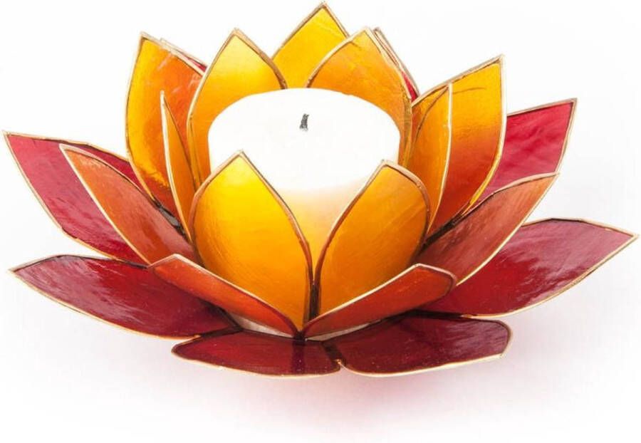 Yogi & Yogini Lotus sfeerlicht 3-kleurig goudrand 13.5 cm S