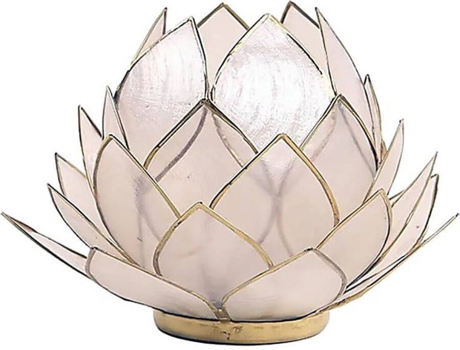 Yogi & Yogini Lotus sfeerlicht naturel groot 15x15 Schelp Naturel Goudkleurig S