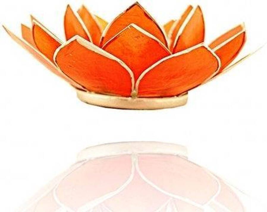 Yogi & Yogini Lotus sfeerlicht oranje 2e chakra zilverrand 13.5 cm S