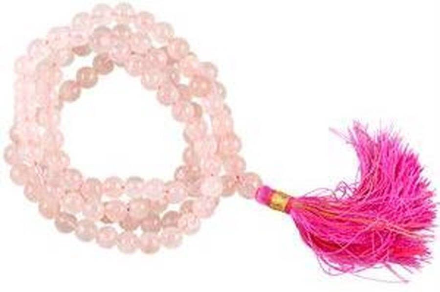 Yogi & Yogini Meditation Mala Rozenkwarts AA-Kwaliteit 108 Kralen met Tasje (0 6 cm)