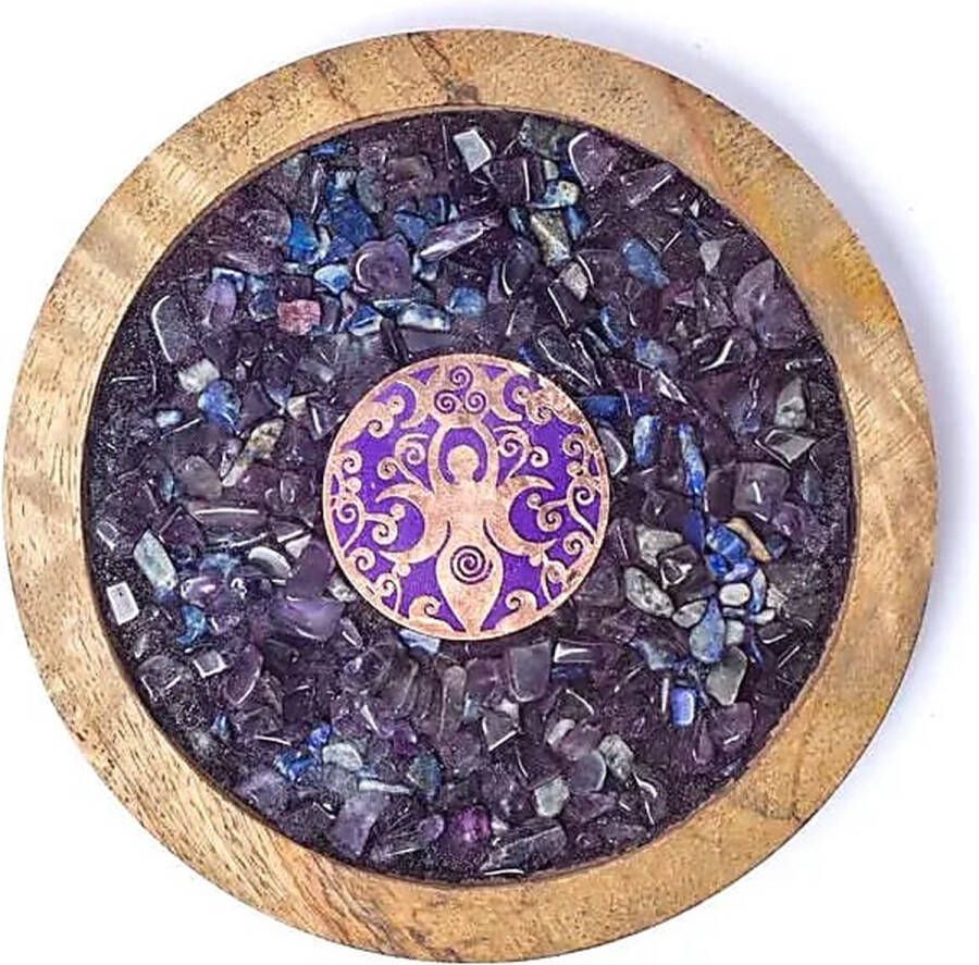 Yogi & Yogini Meditation Yogi & Yogini Onderzetter hout Godin amethist & lapis lazuli