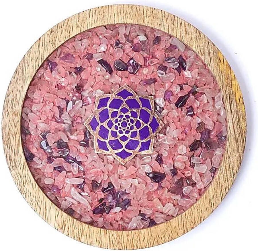 Yogi & Yogini Meditation Yogi & Yogini Onderzetter hout Lotus rozenkwarts & amethist