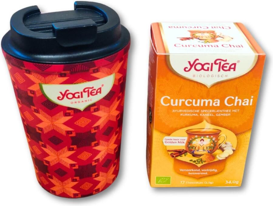 Yogi Tea Set Thermos Beker + 1 pakje Curcuma Chai Thermosbeker