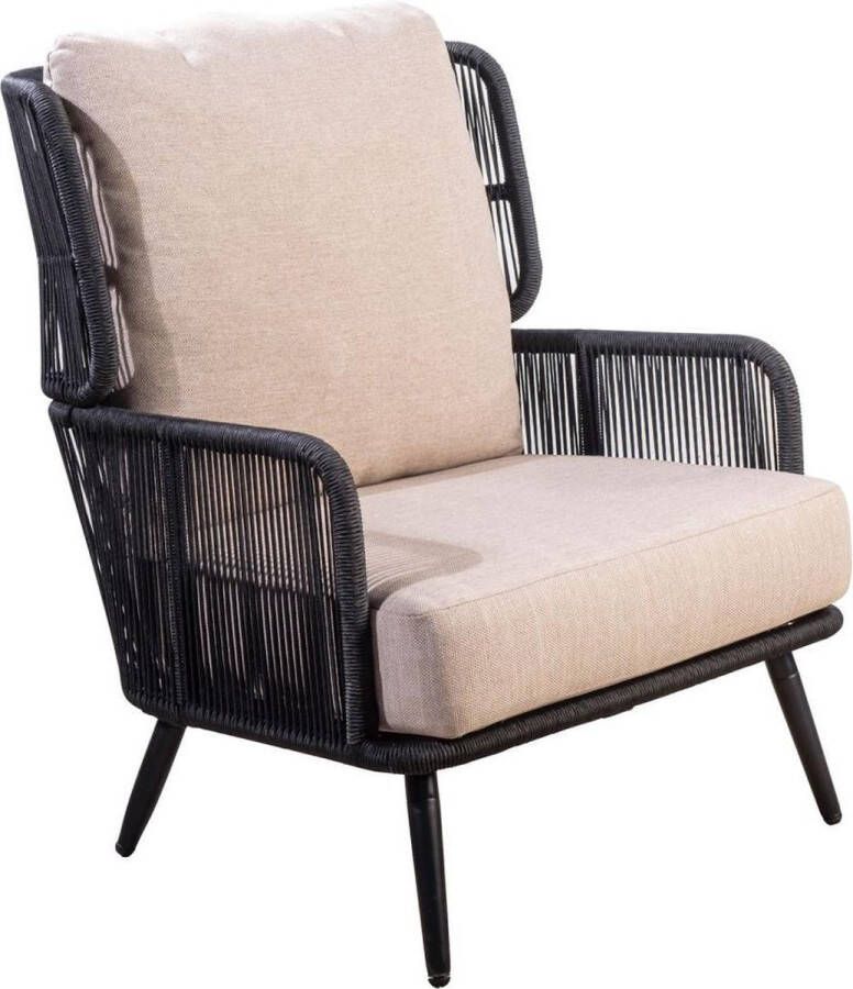 Yoi Tsubasa lounge chair alu black rope black flax beige