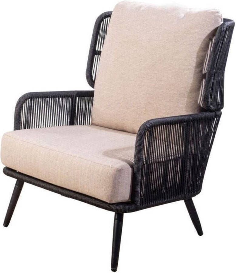 Yoi Tsubasa lounge chair alu black rope black flax beige