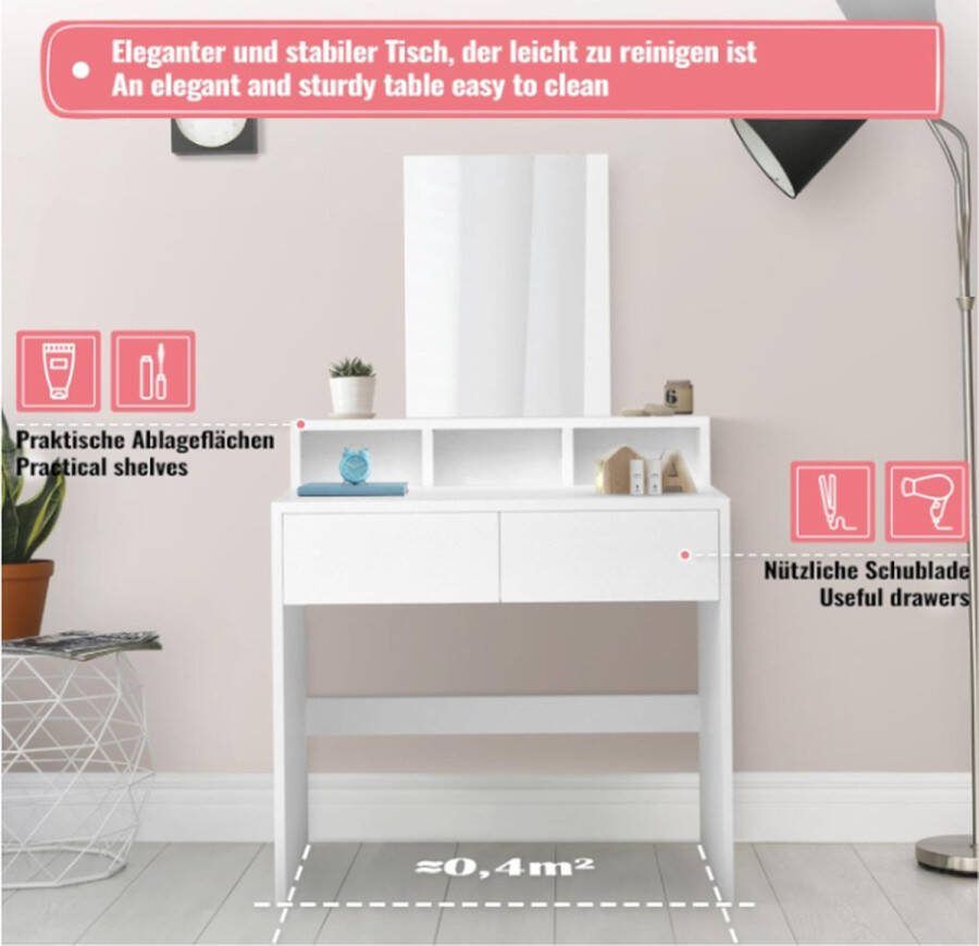 Yolo-deals Make-up tafel met spiegel en 2 laden