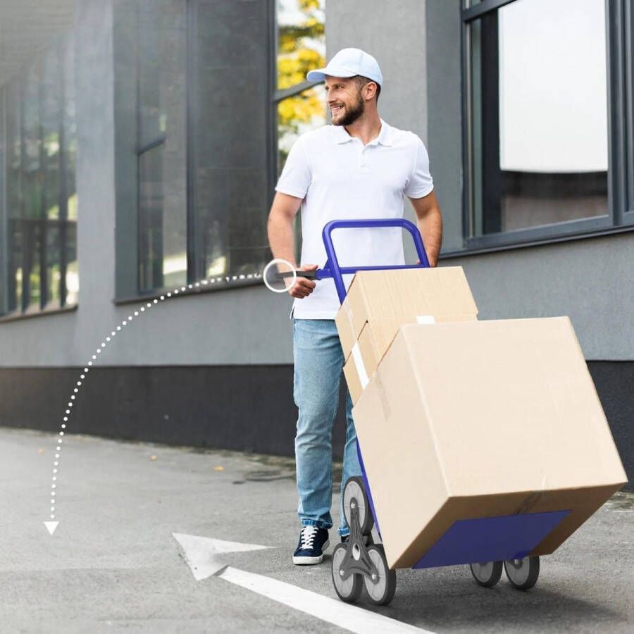 Yolo-deals steekwagen robuust tot 200kg trappenklimmer blauw