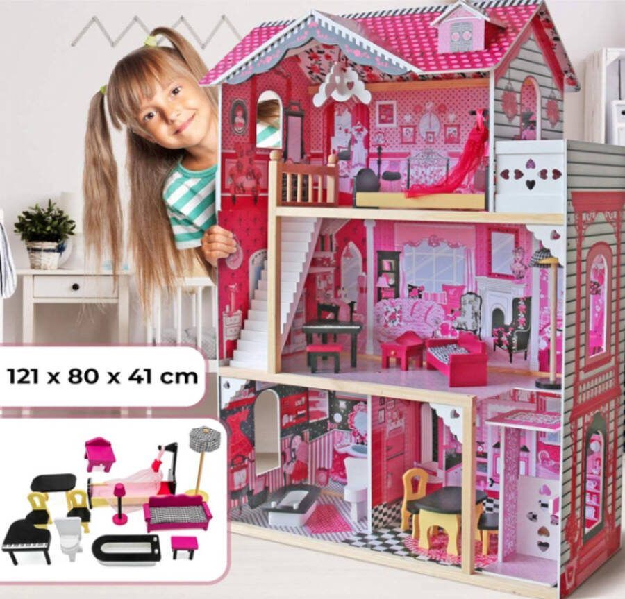 Yolo-deals XXXL poppenhuis van hout met LED