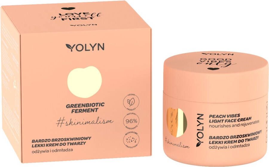 Yolyn Greenbiotic Ferment voedende gezichtscrème Zeer Perzik 50ml