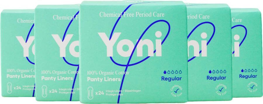 Yoni 100% Biologisch Katoenen Inlegkruisjes Regular 120 stuks 5x24