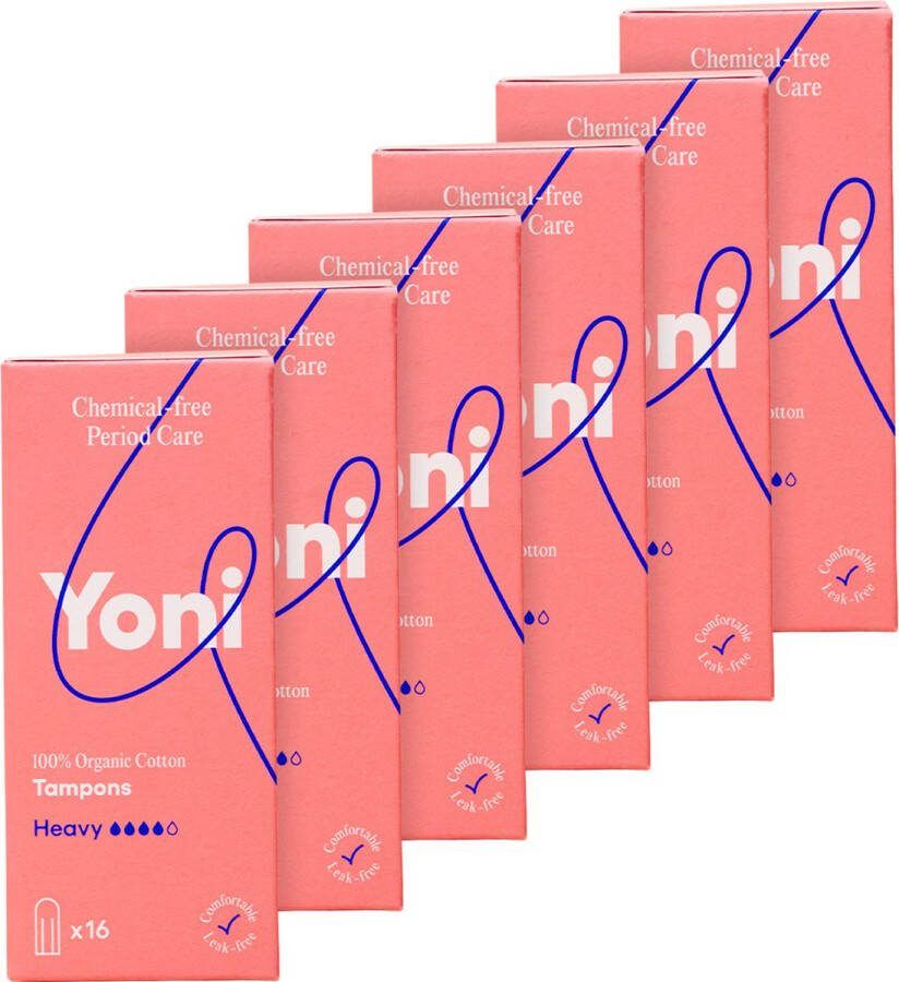 Yoni Tampons Heavy 6x16 100% Biologisch Katoen 96 stuks