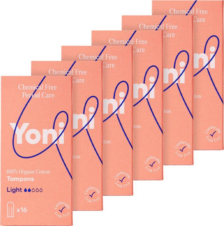 Yoni Tampons Light 6x16 100% Biologisch Katoen 96 stuks