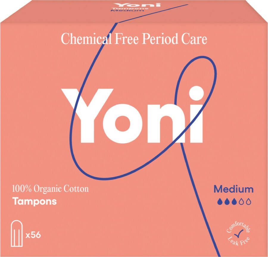 Yoni Tampons Medium 100% Biologisch Katoenen 56 stuks