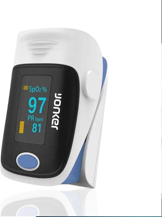Yonker Saturatiemeter Zuurstofmeter Vinger Pulse Oximeter Hartslagmeter Inclusief Batterijen Saturatiemeter Best Getest Blauw
