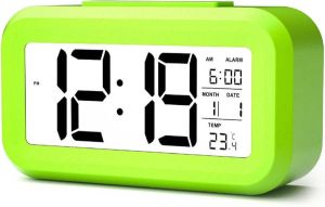 YONO Digitale Wekker Alarm Klok met Temperatuur Kalender en LED Verlichting Groen
