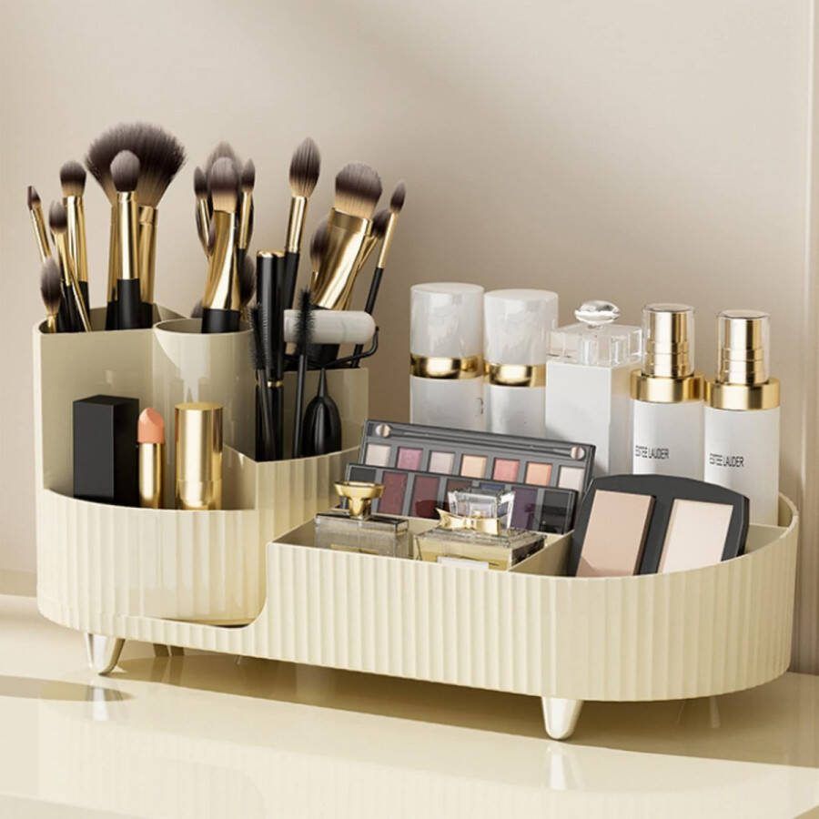 YONO Make Up Organizer Staand Opbergsysteem voor Skincare Parfum Cosmetica Lippenstift Nagellak Beauty Houder Ivoorkleur
