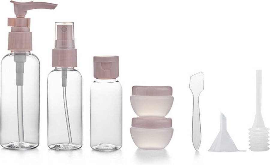 YONO Reisflesjes Set Navulbare Reisflacons in Verschillende Maten met Toilettas Spray Flesjes en Cosmetica Potjes voor Handbagage Vliegtuig 8in1