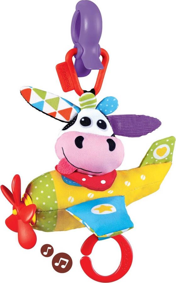 Yookidoo Baby Grijpspeelgoed voor Buggy en Autostoel met Activiteiten Koe in Vliegtuig