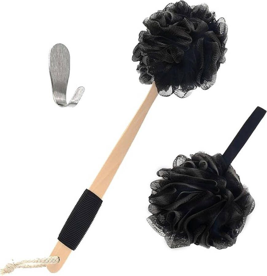 Yoove Badborstel – Dry brush – Rug Scrubber – Lichaamsborstel – Rugborstel douche met steel – Huidborstel – doucheborstel – bad- & doucheaccessoires – Badborstel met steel – Doucheborstel Rugborstel – Zwart