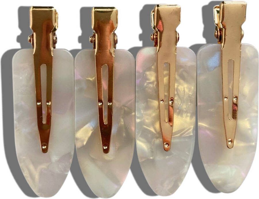 YOSMO Luxe Haarclips Kappers haarklemmen Afdeelklem Haarsieraad 4 stuks Ivoor