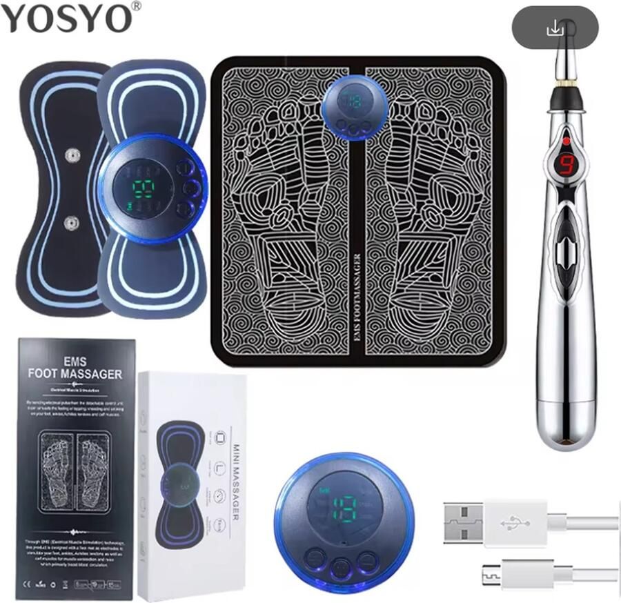 YOSYO Massage set 3-delig voeten massage buik en rug massage mini massage gun