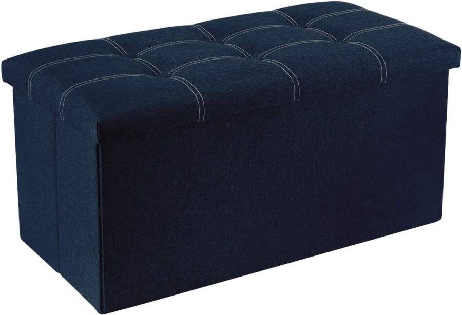 YOUDENOVA Zitbank kist opslag bed entreebank zitbank kantine metaal opvouwbaar imitatie linnen 76 x 38 x 38 cm blauw