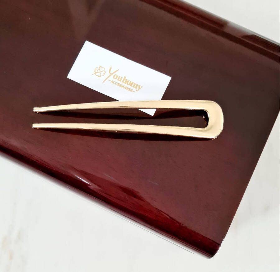 Youhomy accessoires Goudkleurig Hairpin Youhomy hairfashion Haarpin- opsteekkapsel Haarstick-Haarspeld-haarstyling-Haarmode| Casual Gala feest- Bruiloft