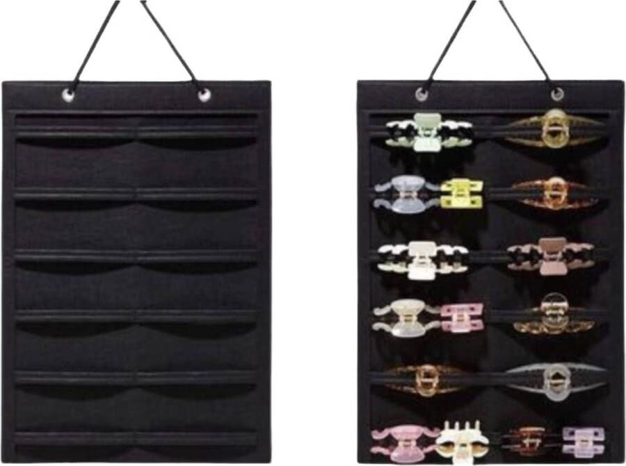 Youhomy accessoires Haarklemmen Organizer 50x35 CM-Haar Accessoires Opberghouder Vilt Antraciet zwart Haarklemmen opberger- Home