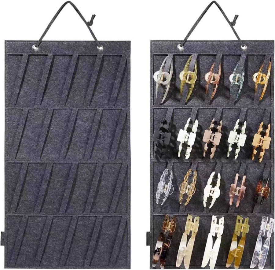 Youhomy accessoires Haarklemmen Organizer 64x35 CM-Haar Accessoires Opberghouder Vilt Grijs Haarklemmen opberger- Home