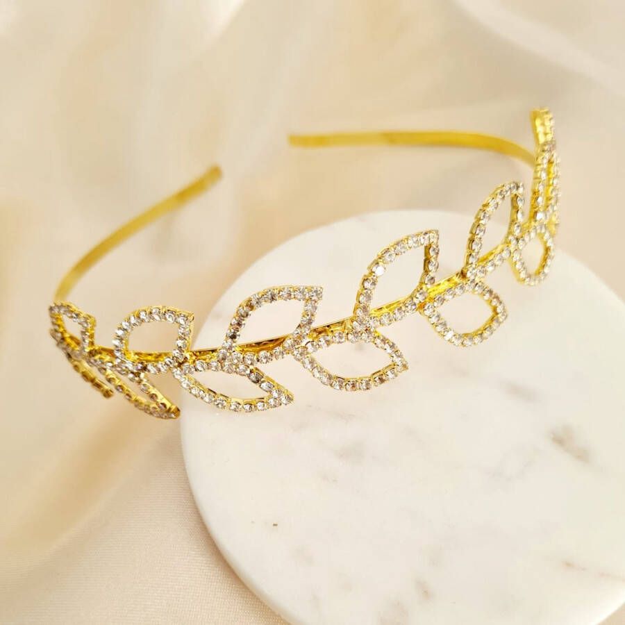 Youhomy accessoires Mooie Kroon bruid| Goudkleurig prinses kroon |haaraccessoire met steentjes| luxe diadeem| Haarpin glanzend Bruiloft| Examenfeest| Verjaardagfeest
