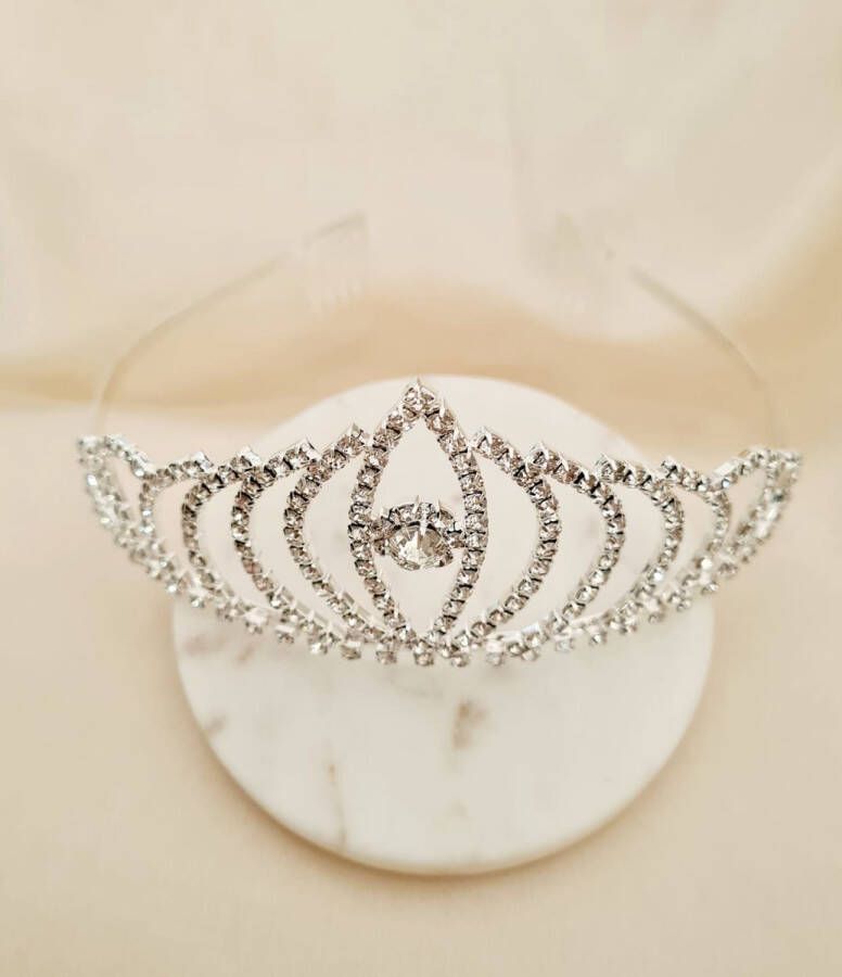 Youhomy accessoires Mooie Tiara Kroon bruid| prinses kroon |haaraccessoire met steentjes| luxe diadeem| Kroon glanzend Bruiloft| Examenfeest| Verjaardagfeest| Kerst Gala