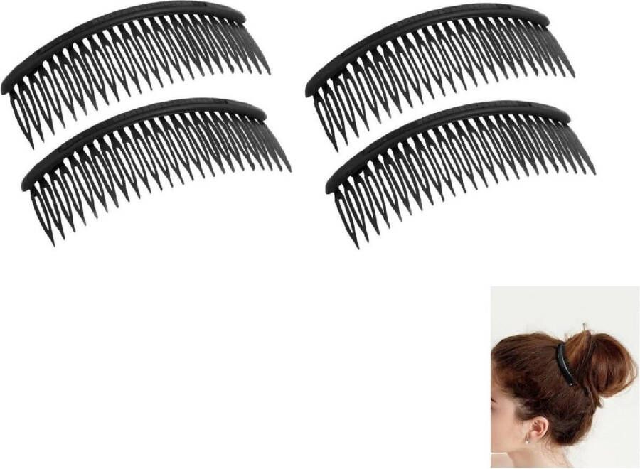 Youhomy accessoires Zwarte Haarkammen 4 stuks- Large 12 5 X 4 7 CM- Insteekkam Haar accessoire- Haarspelden- Haarklauwen- Bruid| Feest| Gala
