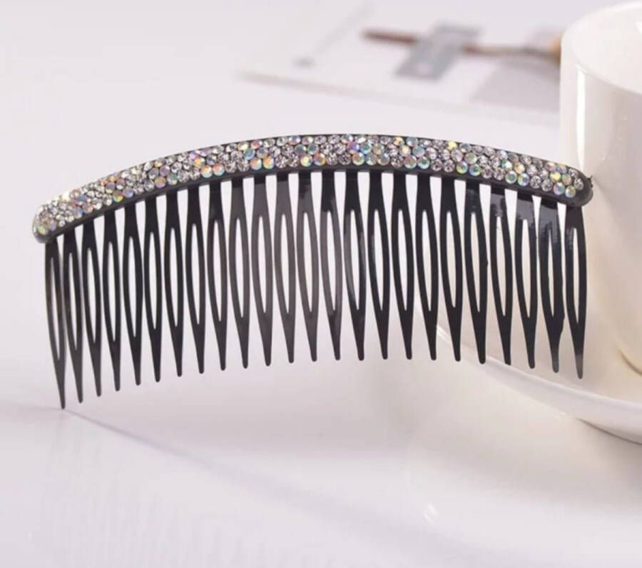Youhomy accessoires Zwarte Haarkammen Kristal steentjes 2stuks- Insteekkam 10X 4 7 CM- Youhomy haarfashion- Haarspelden- Haarklauwen- Bruid| Feest| Gala