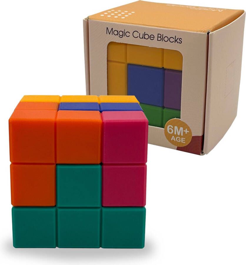 Youly Magische Kubus Montessori Speelgoed Siliconen 7-delig 3D Puzzel BPA vrij Baby Dreumes Peuter Multi Kleur Ontwikkeling Zintuigen Creativiteit Fijne motoriek