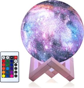 YOUMOON MyLedRoom Galaxy Lamp Maan Lamp Tafellamp 16 Kleuren 9 dimstanden Nachtlamp 3D geprint Duurzaam materiaal Tafellamp Nachtlamp Led kleuren met afstandsbediening