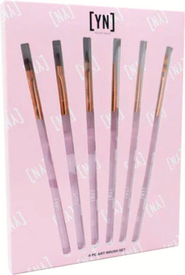 YOUNG NAILS Art Brushes Set Nail Art Penselen -6 pcs