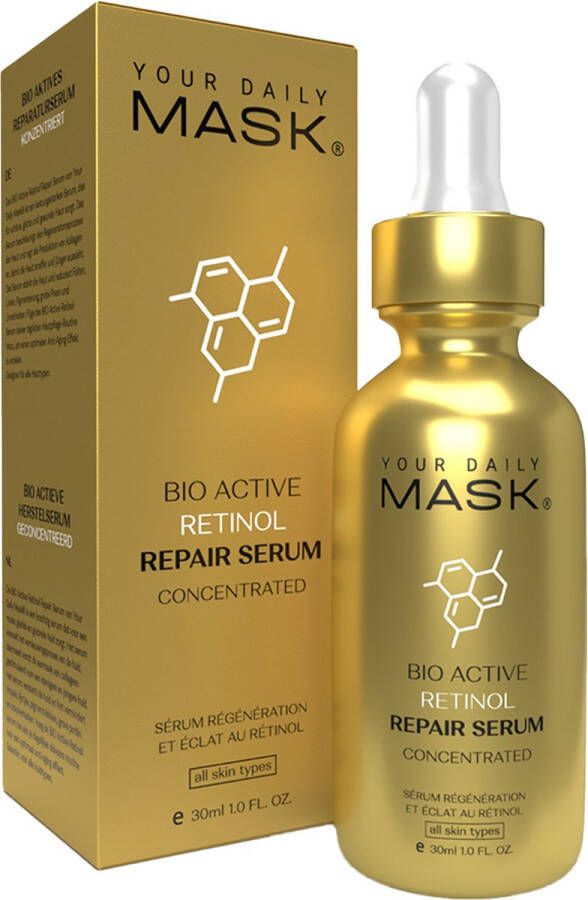 Your Daily Mask Bio Active Retinol Repair Serum Gezichtsserum Anti Rimpel Vitamine E Niacinamide Actieve Anti-verouderingsserum Gezichtsverzorging Niacinamide – Serum Anti Aging VEGAN 30 ML BLACK FRIDAY 2023