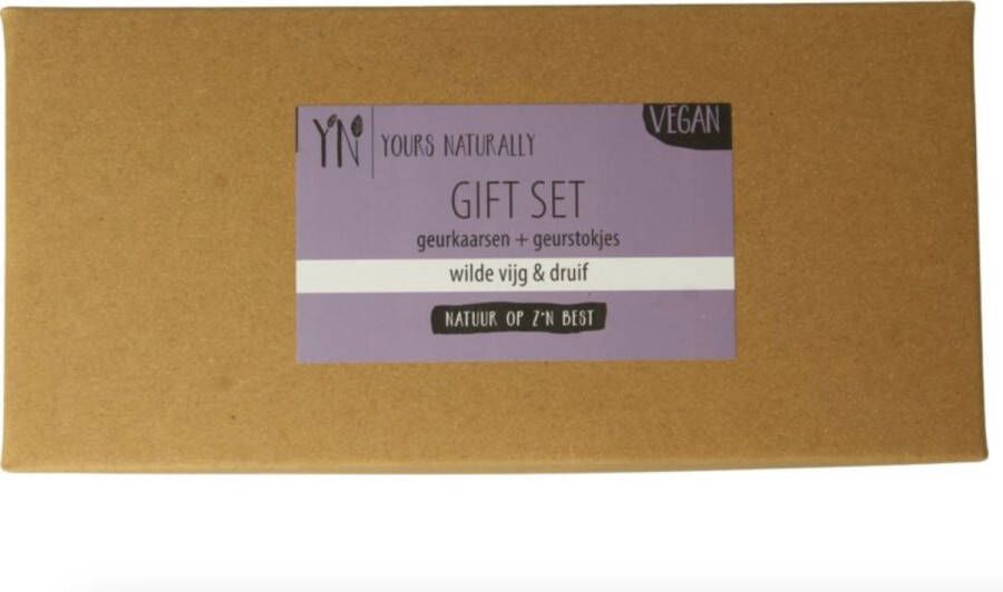 Yours Naturally Gift 2 geurkaars&1x geurstokjes wild vijg&druif