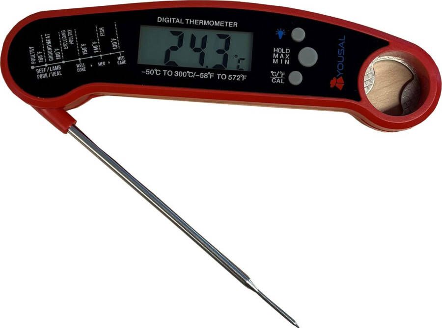 Yousal Instant read food thermometer schakelbaar °C °F Super snelle reactie tijd 2 seconde